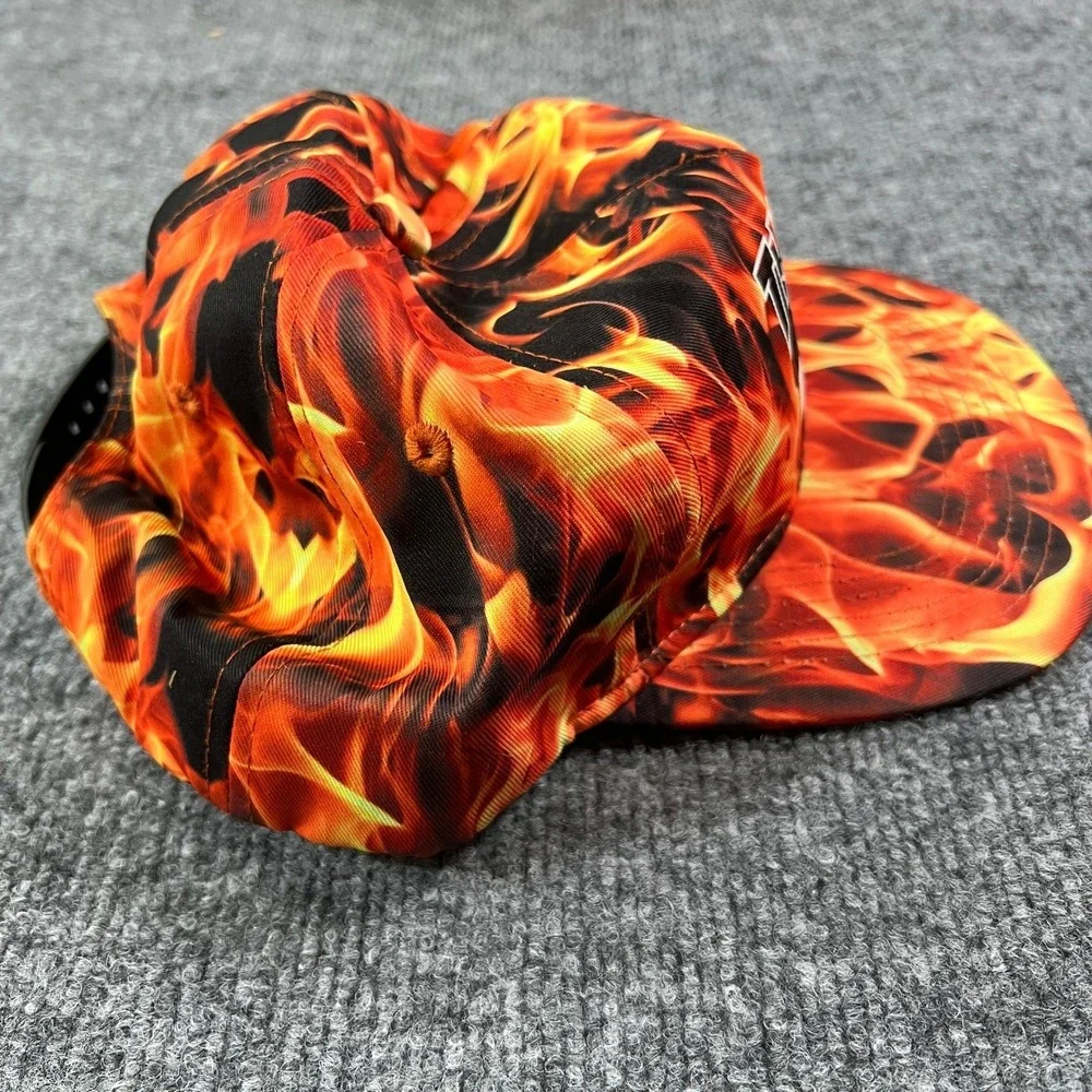 RARE Thrasher Inferno Fire Flame Skate Goat Snapback Hat Orange Mens - Picture 4 of 4